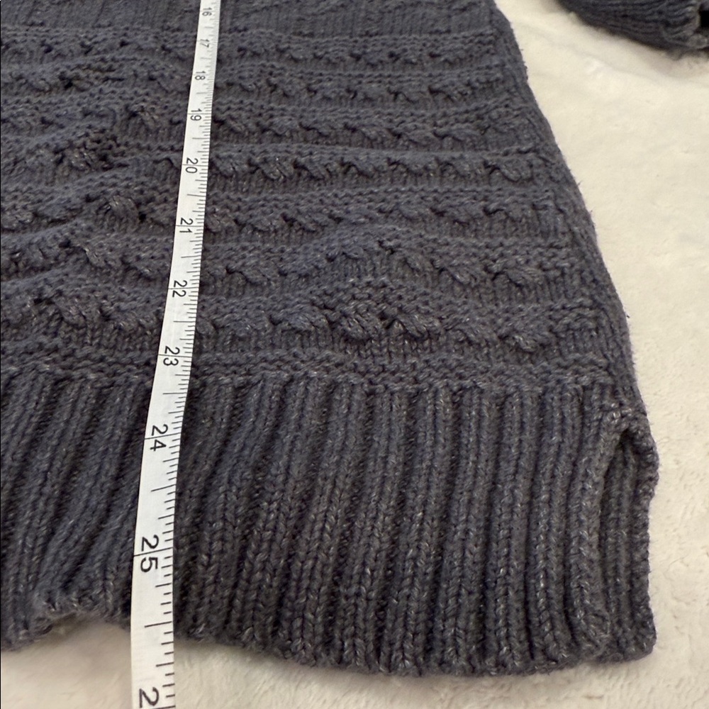 Karen Scott washed blue chunky Knit sweater wide sleeves contrasting knit SZ LG - Picture 7 of 7